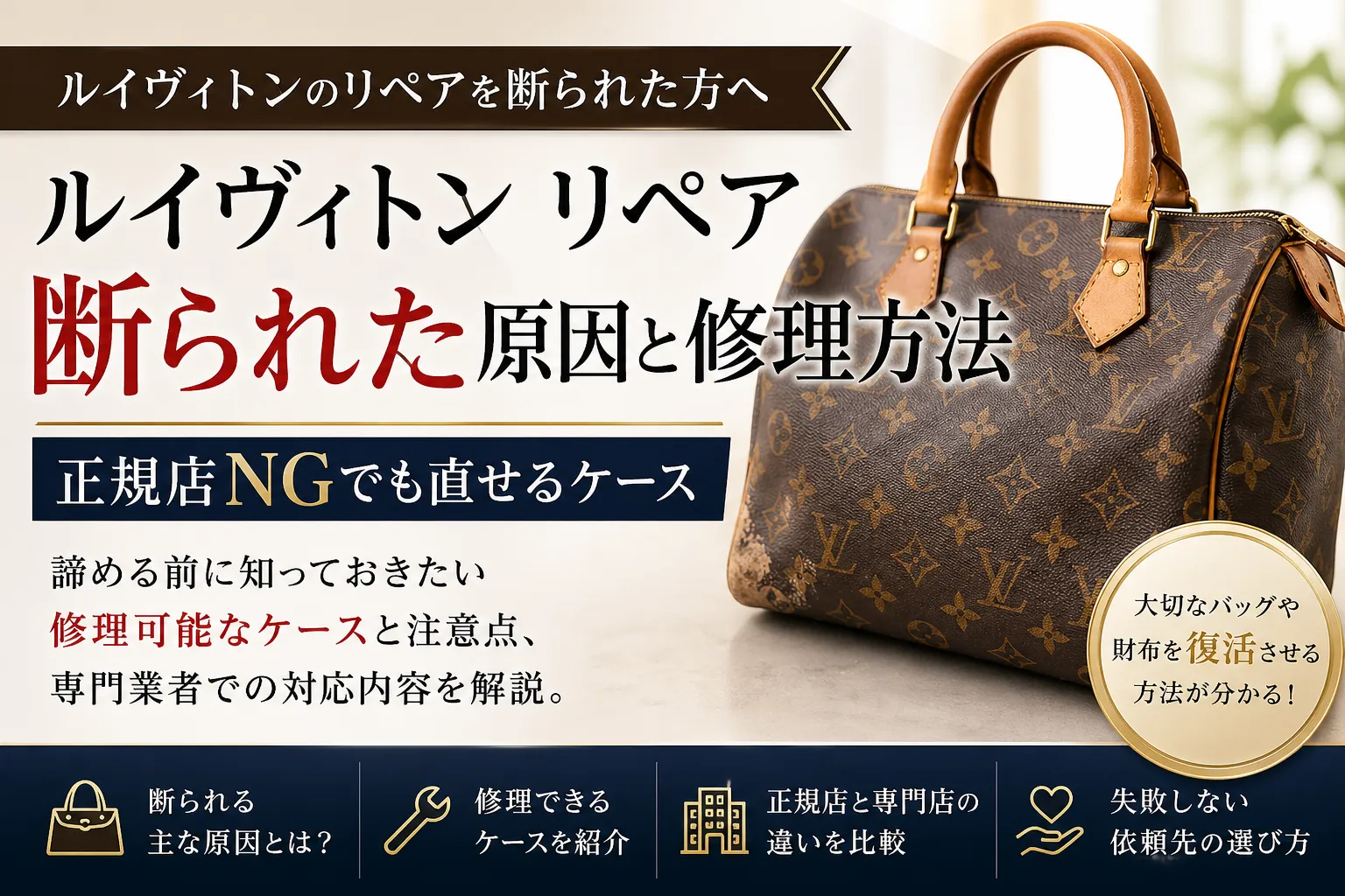 ルイヴィトン リペア 断られた原因と修理方法|正規店NGでも直せるケース